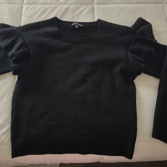 I.N.C Black Ruffle Sleeve Sweater Sz Medium - Picture 4 of 8